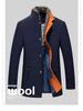 Men's European Size Wool Blend Business Overcoat with Scarf - Autumn/Winter Fashion, Wrinkle-Free Design, Cross-Border Style
