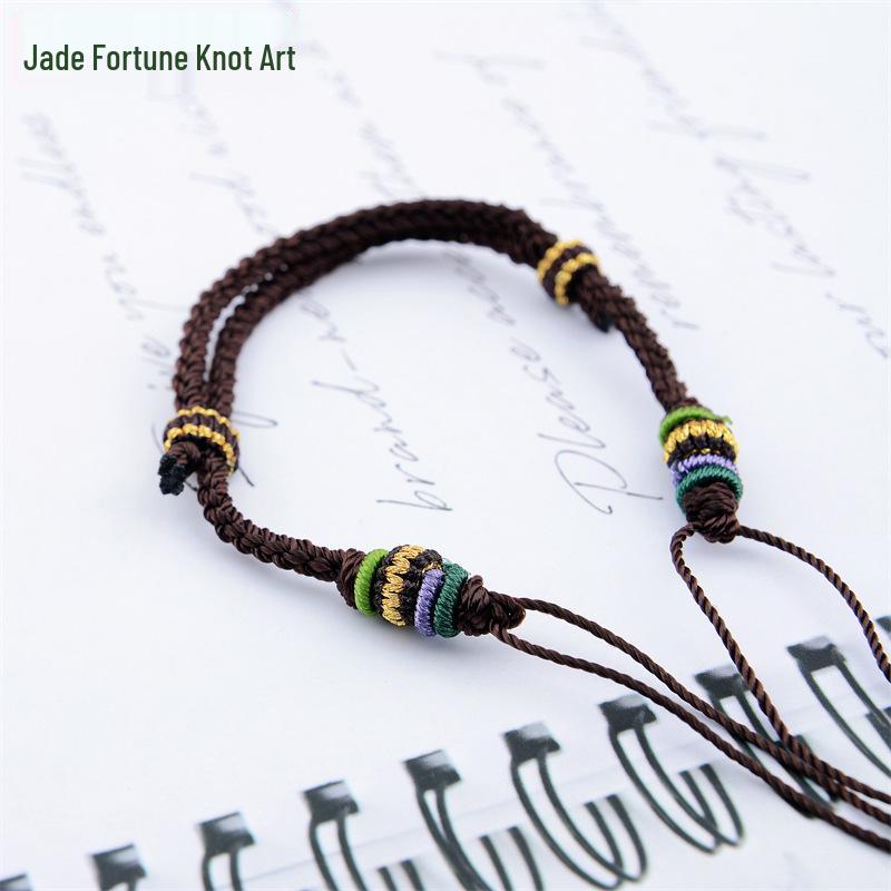 Red String Woven Bracelet: Four-Strand Braided Handmade Rope with Peace Buckle, Unisex DIY Beading Semi-finished Bracelet.