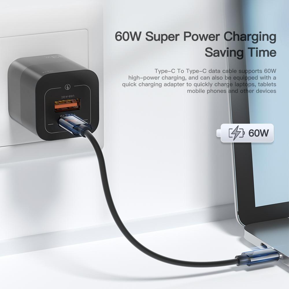 Essager 60W Usb C To Type C Cable For Iphone 13 Xiaomi Micro Lightning Fast Charger Cord Multi-Function Adapter Card Storage Box