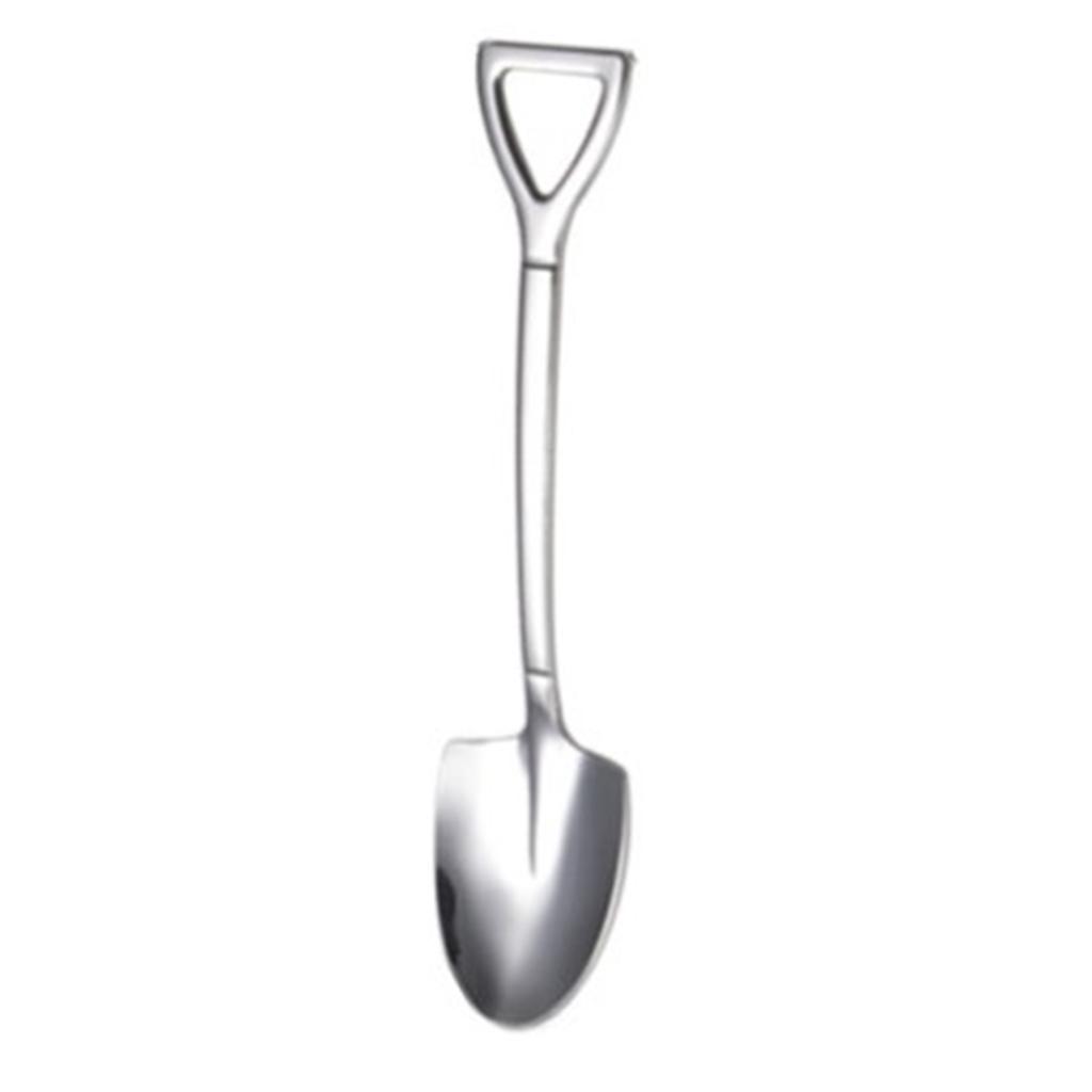 Shovel Spoon Silver Stainless Steel Pointed Shovel Ice Cream Dessert Spoon for Home Outdoor Office