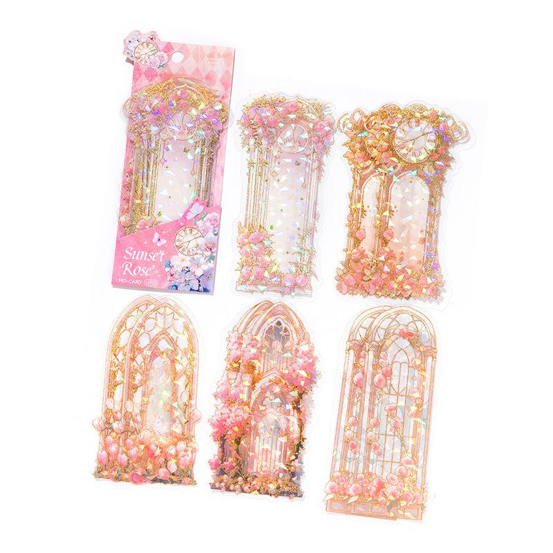 

10 шт./уп. Винтажные наклейки из ПЭТ-фольги в стиле фэнтези с ледяными кристаллами, закладки, украшение для ежедневника