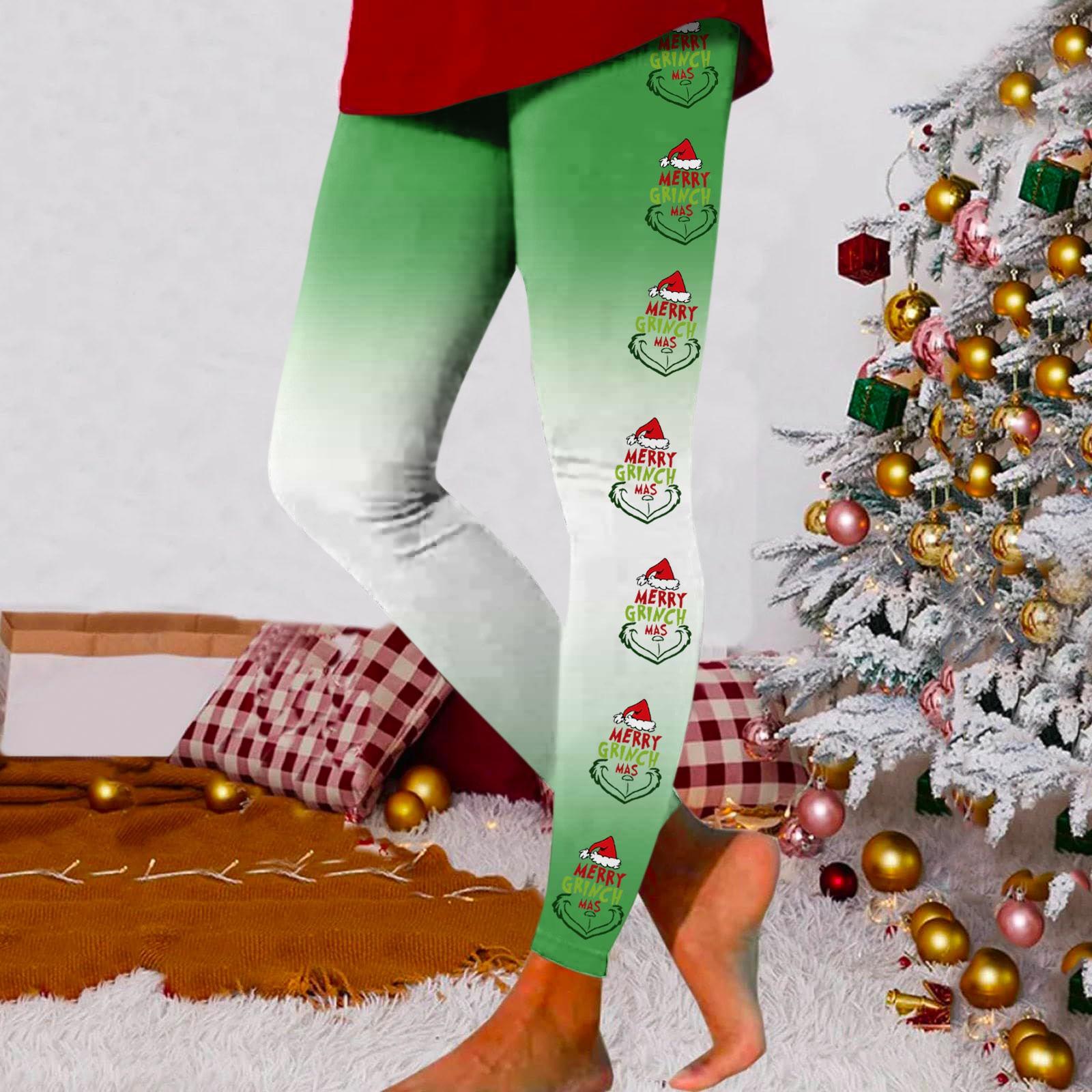 

Women s Fashion Casual Outdoor Christmas Print Slim Stretch Yoga Pants Nine Minute Pants L
