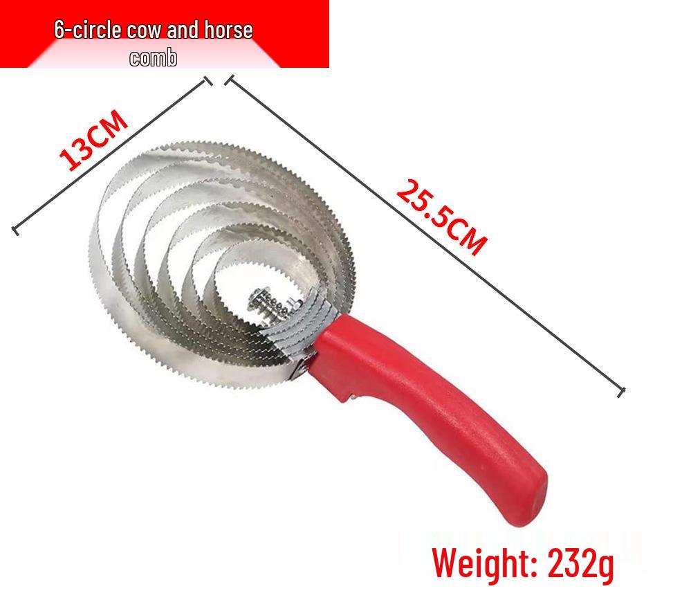 Stainless Steel Multi-Circle Comb & Sweat Scraper for Cows & Horses - Hair & Itch Relief Rake