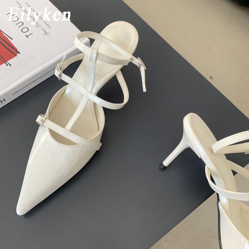 Fashion Eilyken Spring New Gold Silver Pumps Women Fashion Pointed Ladies Elegant Thin High Heel Hollow Out Dress Sandalias De Mujer