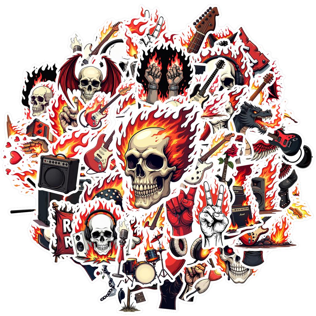 Edgy Rock And Roll Decals Gothic Skull Stationery Stickers Funny Stickers For Guitar Phone