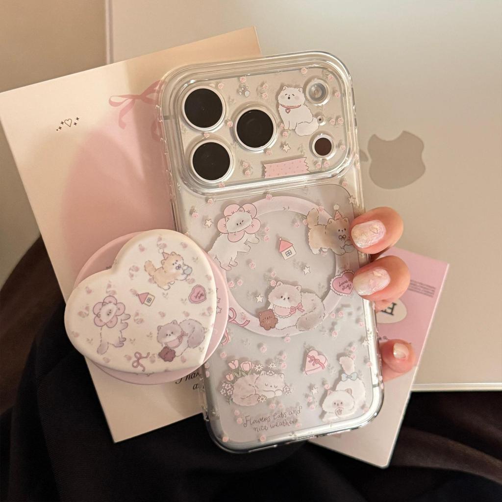 Süße Kätzchen-Herzförmige Magnetische Handyhülle für iPhone 16, iPhone 17 und iPhone 17 Pro Max