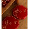 Double Happiness Red Wedding Kneeling Cushion Set for Tea Ceremony - Bride & Groom