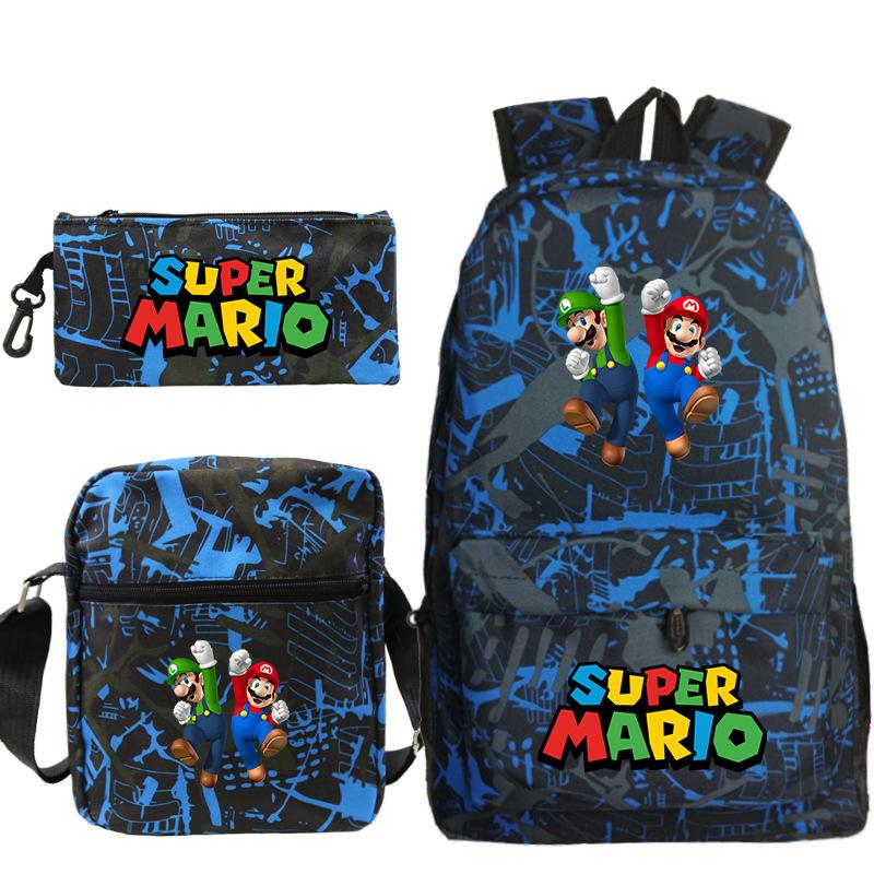 Super Mary Three-Piece Schoolbag, Male And Female Students, Large-Capacity Schoolbag, Shoulder Bag, Pencil Case.