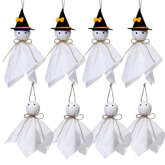 Halloween Ghost Hanging Decoration Small Flying Ghost Tree Ornament Rustic White Cloth Ghost for Haunted House Yard Tree Decor