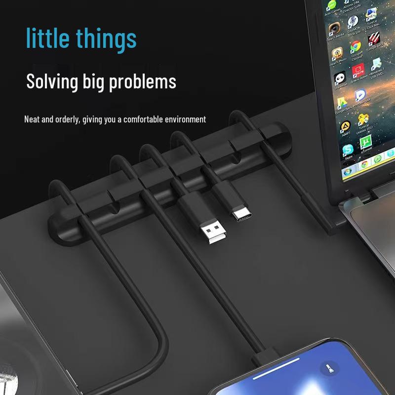 Mobile Phone Cable Organizer - Self-Adhesive Charger Holder & Desktop Management Hub