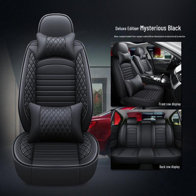 Universal Leather Car Seat Cushion - Five-Seater, Four Seasons, Full Coverage, Comfortable Style.
