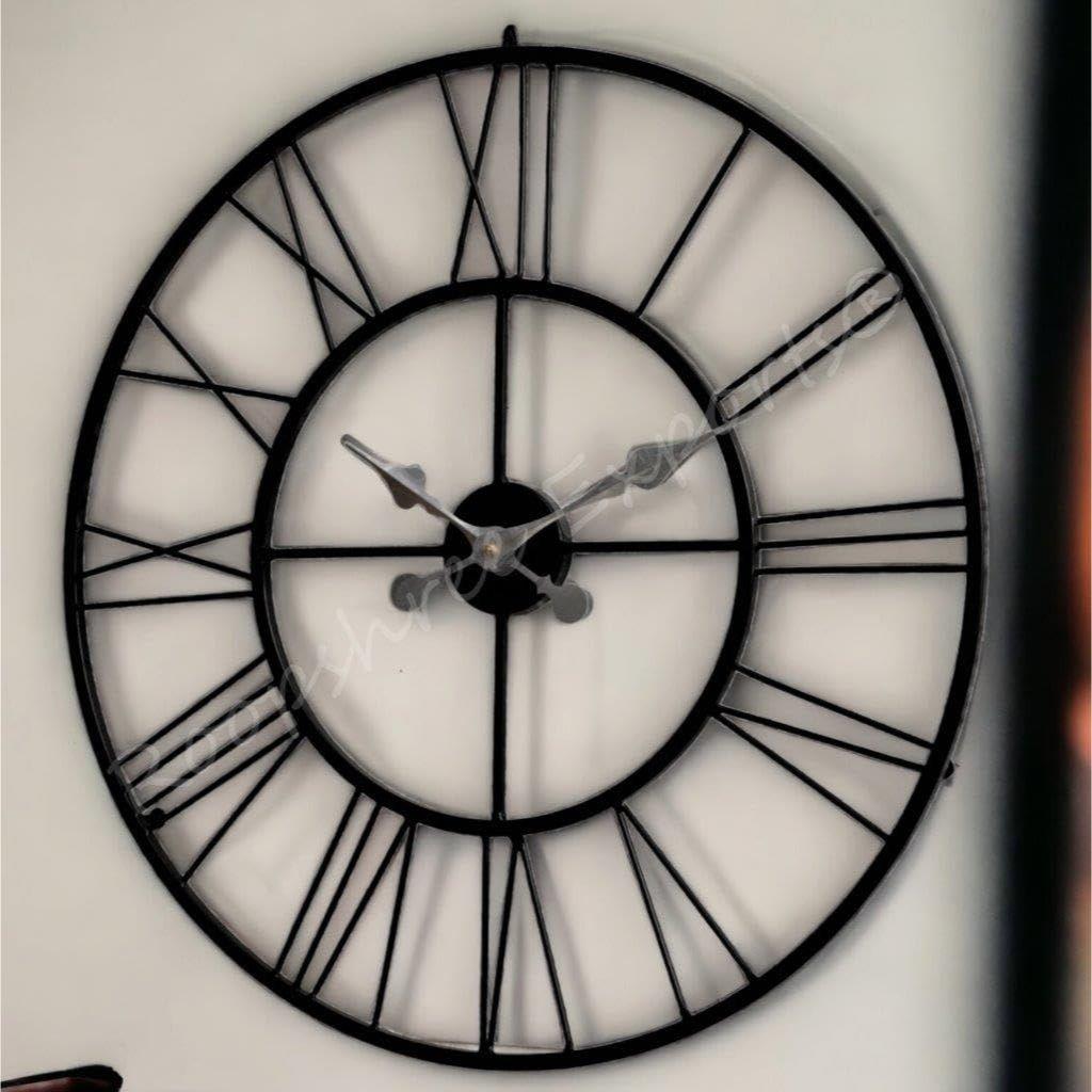 

Vintage Clock Iron Abstract Analog Wall Clock (55 Cm, Black)