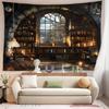 Vintage Library Tapestry Mural Old Books Bookshelf Attic Candles Gothic Home Decor Dormitory Living Room Bedroom Wall Hanging