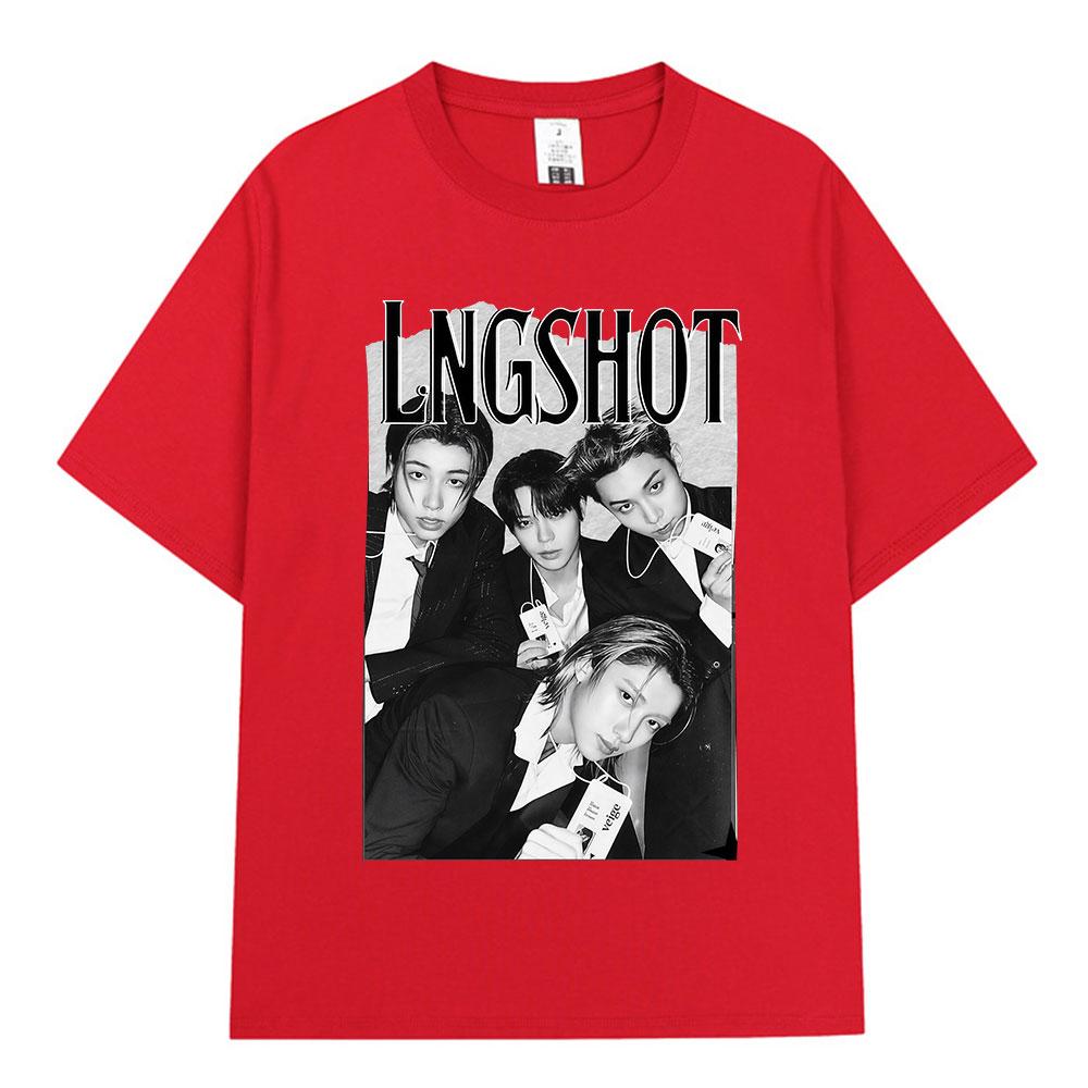Korean Kpop Hip Hop Group Lngshot Graphic Print T Shirt Unisex Women Clothing Fashion Oversized Short Sleeve Cotton Casual Tshirts