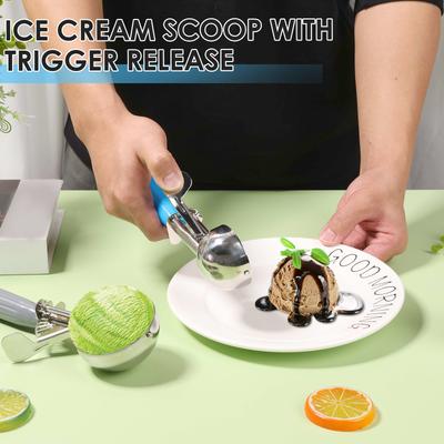 2Pcs Ice Cream Scoop 2oz 4oz Ice Cream Scooper Stainless Steel Multifunctional Cupcake Measuring Scoop 2 IN 1 Kitchen Supplies