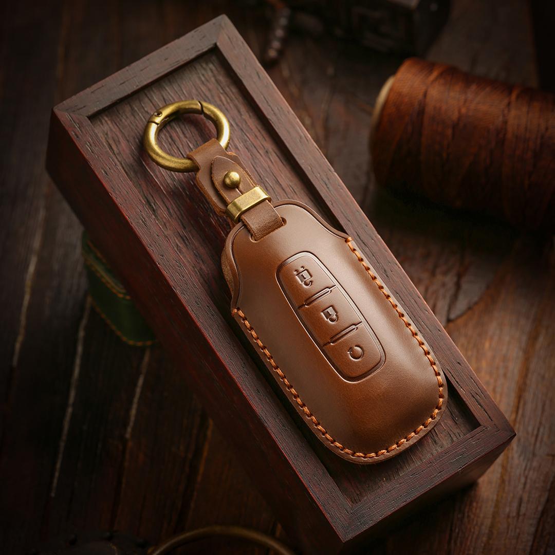 

[Nissan]Handmade cowhide Car Key Cover for Teana Sylvania Qijun Tiida Bluebird Floor Lantuda Jinke 5 Keys коричневий