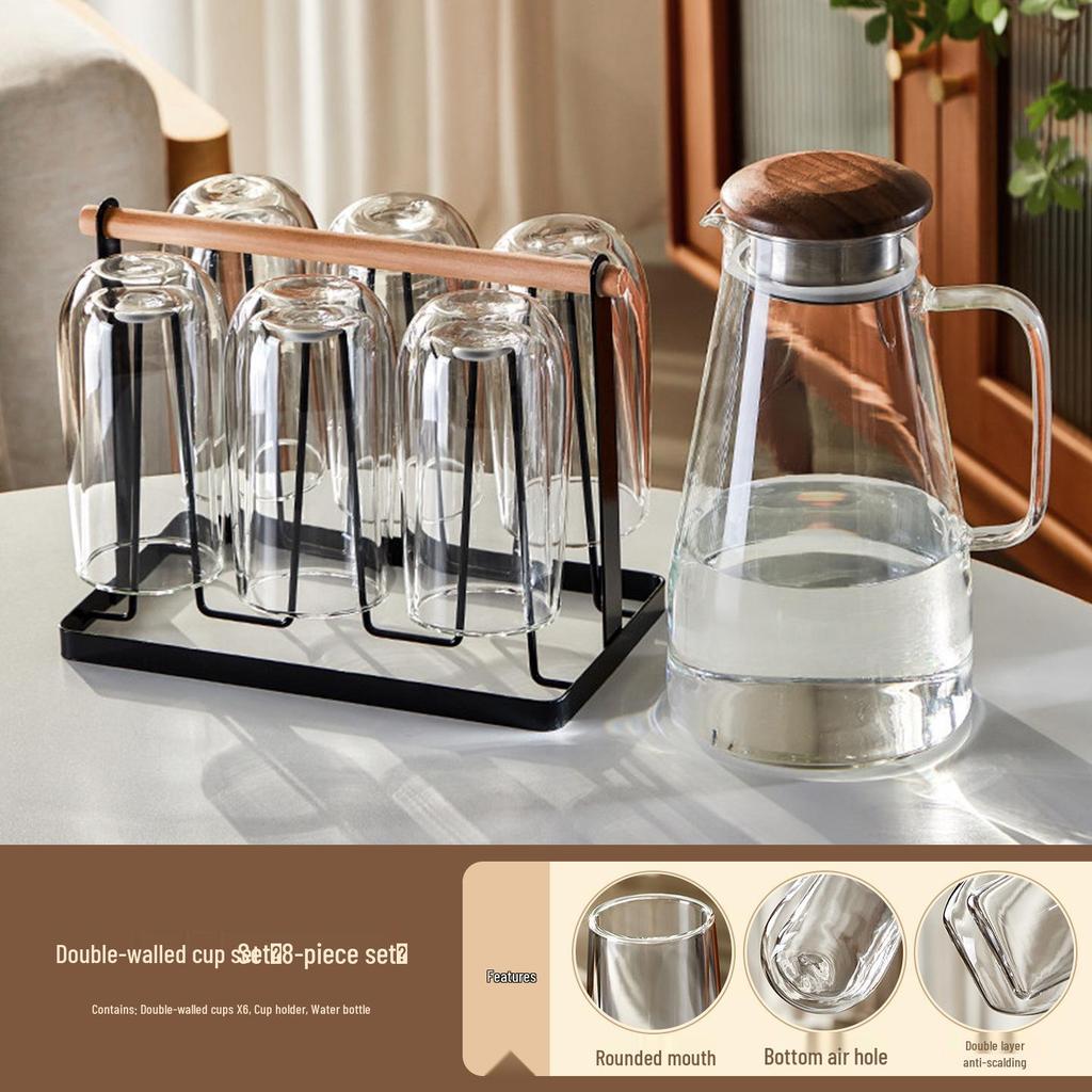Insulated Double-Layer Glass Tea Cup Set: High-Temperature Resistant, Anti-Scald, Large Capacity for Home & Guest Use