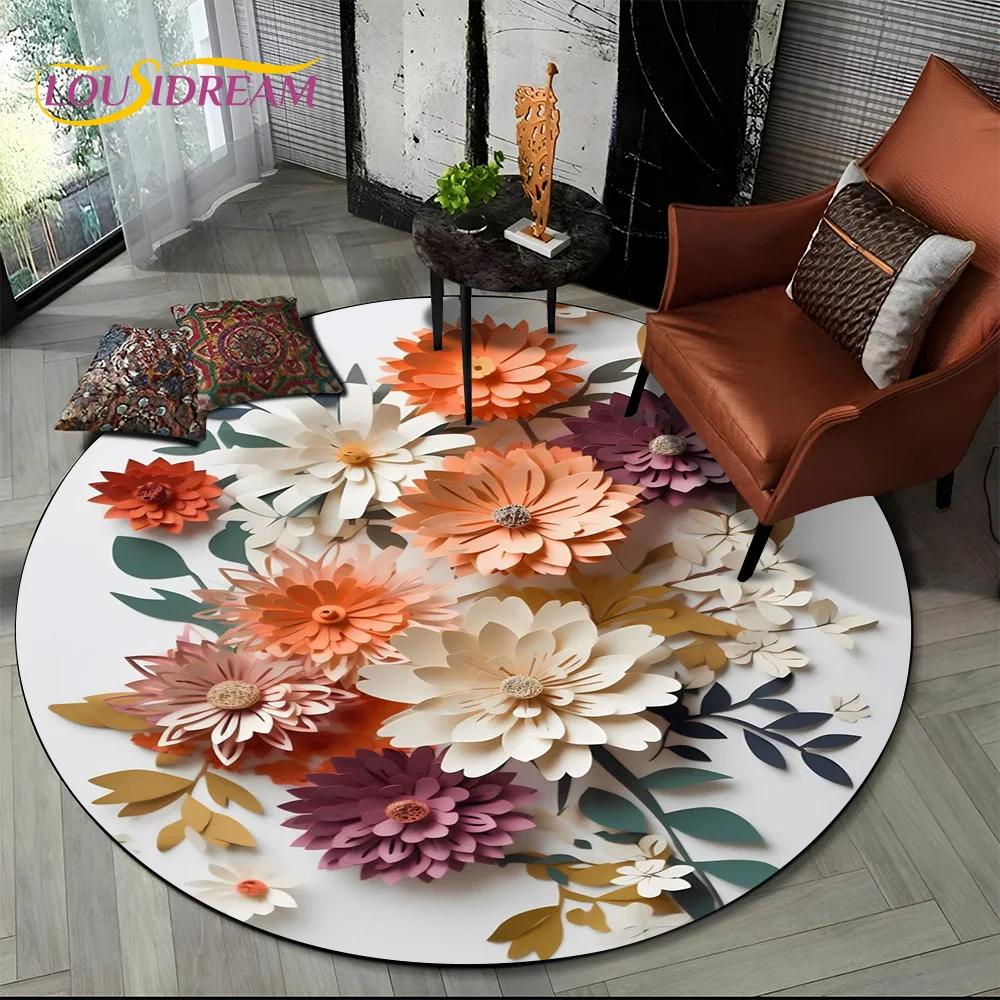 

Мечта Цветок Искусство Маргаритка Роза Подсолнух Мультяшный Круглый Ковер Коврик для Гостиной Спальни Детский Декор, Коврик для Питомца Нескользящий Напольный Коврик Diameter 150cm(59in)