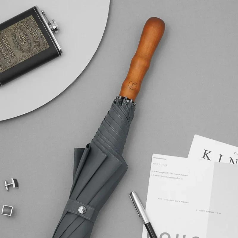 

Большой зонт с длинной ручкой для мужчин, деревянная ручка, большой зонт от дождя для гольфа, ветрозащитный, прочный, 8 спиц, полуавтоматический, для использования на открытом воздухе серый