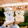 Bear Water Bottle with Straw 34oz BPA-Free Kids Tumbler Leak-Proof Cold Drink Cup Portable Drinkware with Adjustable Strap