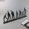Sju Människor Svart Gjutjärn Figurer Skulptur Skrivbordsdekoration Hantverk Prydnader Abstrakta Karaktärer Staty Rum Estetisk Dekor