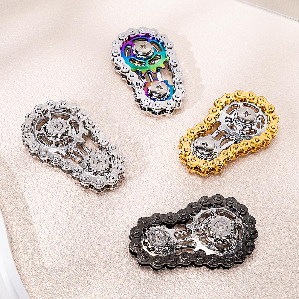 Metal Bike Chain Sprocket Flywheel Fidget Spinner Solid Durable Metal Fingertip Gyro Edc Anti-Anxiety Stress Relief Fidget Toy
