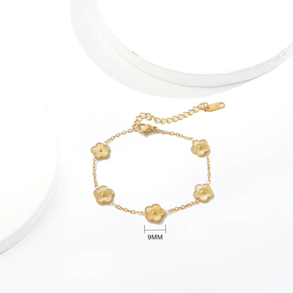 ALTERA Stainless Steel Hot Selling Gold Plated Clover Charm Bracelet Luxury Five Leaf Flower Bracelets Jewelry For Women Gift