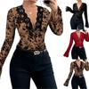 Women's V-neck Lace Mesh Flared Sleeve T-shirt Top