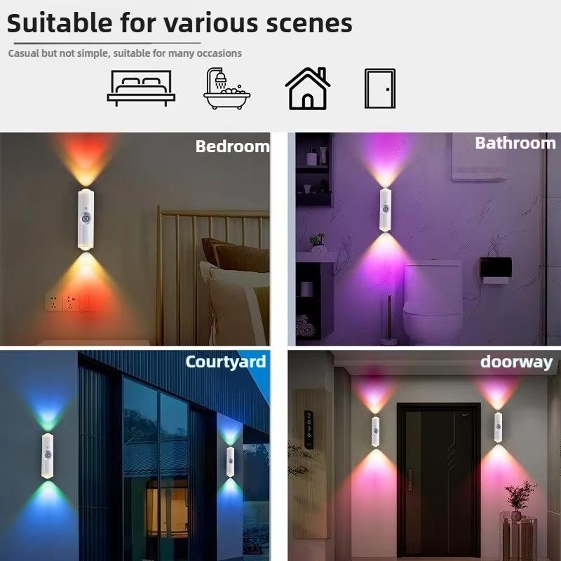 Intelligentes RGB-Verlaufs-Nachtlicht Magnetischer Bewegungssensor Wiederaufladbare Wandleuchte für Schlafzimmer Badezimmer Schrank Garten Heimdekoration
