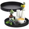 2 Pcs 11.8" Black Round Tray Metal Coffee Table Tray Candle Holder Tray Centerpiece Decorative Serving Tray Farmhouse Modern Holder Tray for Home