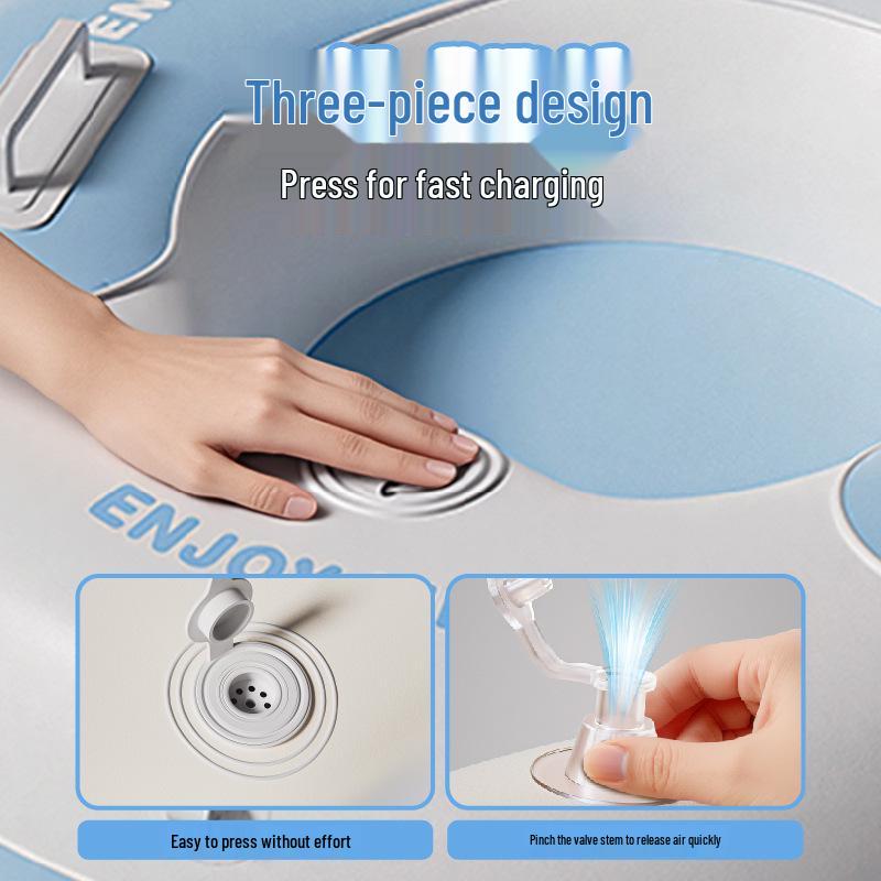 Eco-Friendly Durable PVC Inflatable Cartoon Ski Ring with Large Backrest