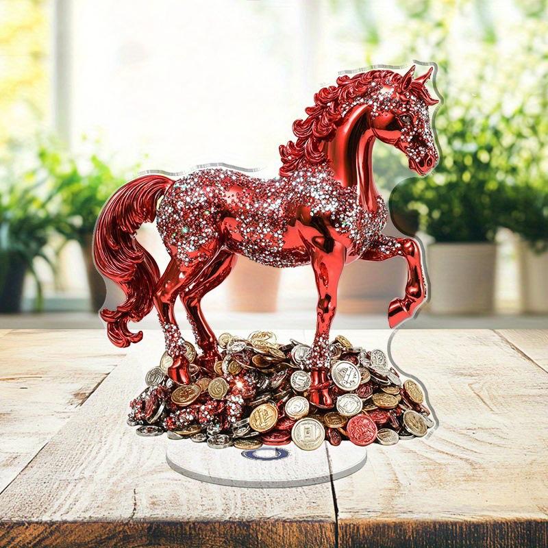 

1Pc 2D Acrylic Ornament 2026 Year Of The Horse Desktop Decorate Miniature Statue Pony Festival Decor Home Office New Year Gift