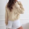 New Autumn and Winter Cardigan Jacket Long Sleeve Button Loose Hook Flower Hollow Sweater for Women