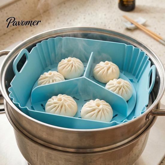 Nonstick Grilling Tray 2PCS Air Fryer Silicone Baking Pan with Handles, Square And Rectangular Microwave Safe Oven Set, Liner for Roasting Steaming