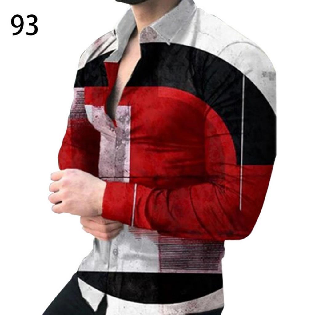 Stylish Geometric Pattern Long Sleeve Shirt, Casual Men's Wear