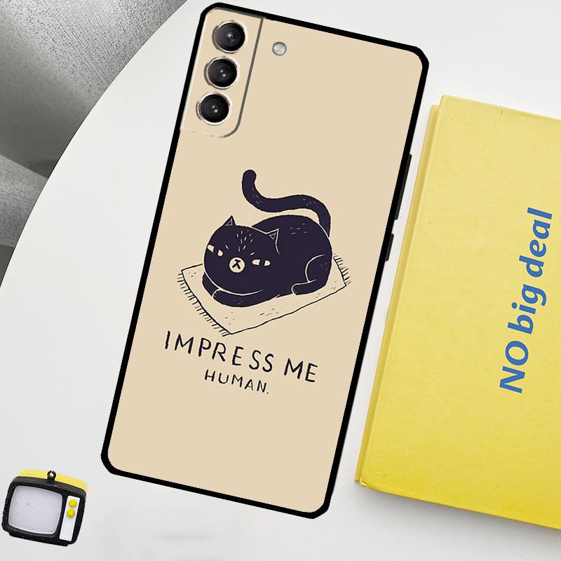 Black Cat Face Kitty Phone Case For Samsung Galaxy S25 S24 Ultra S20 S21 S22 S23 Plus S9 S10 S24 FE S25 FE Cover