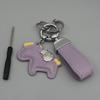 Instant Wealth Leather Keychain with Cartoon Pony Pendant for Couples – Trendy Bag and Car Accessory