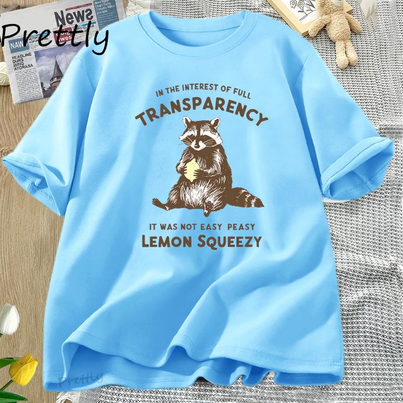 Funny Raccoon T Shirt It Was Not Easy Peasy Lemon Squeezy Raccoon T-Shirt Stay Trashy Graphic T Shirts Men Women Cotton Tees