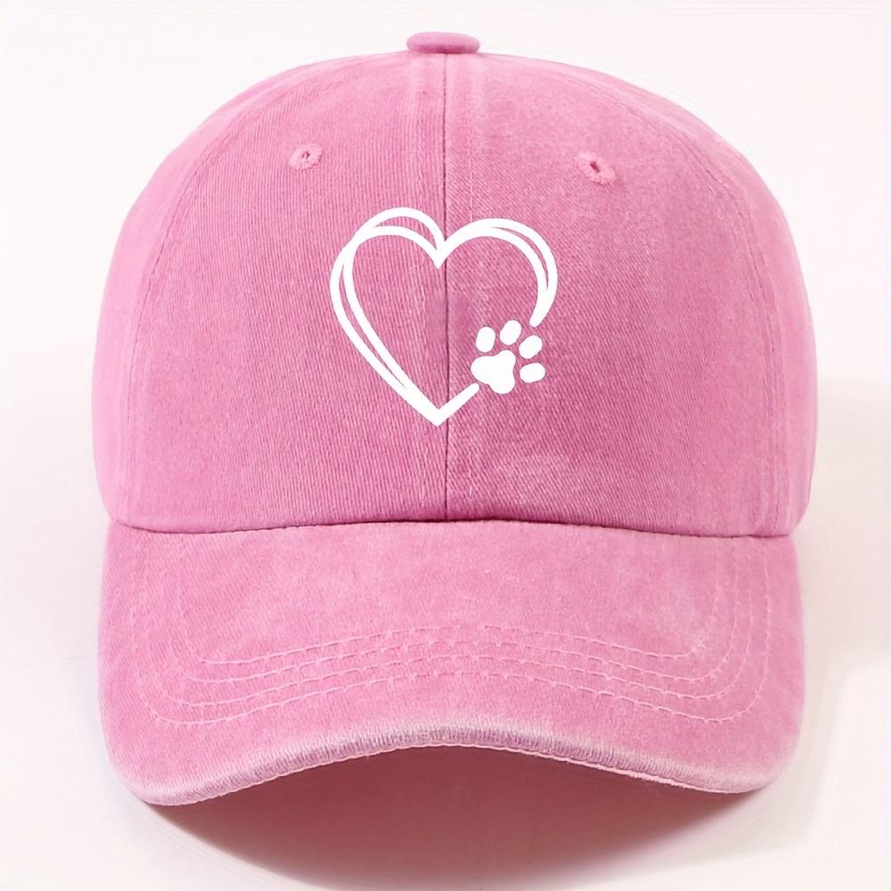 

Double layered heart-shaped cat paw printed duckbill cap for both men and women, adjustable dad baseball cap, street riding cap Adjustable рожевий