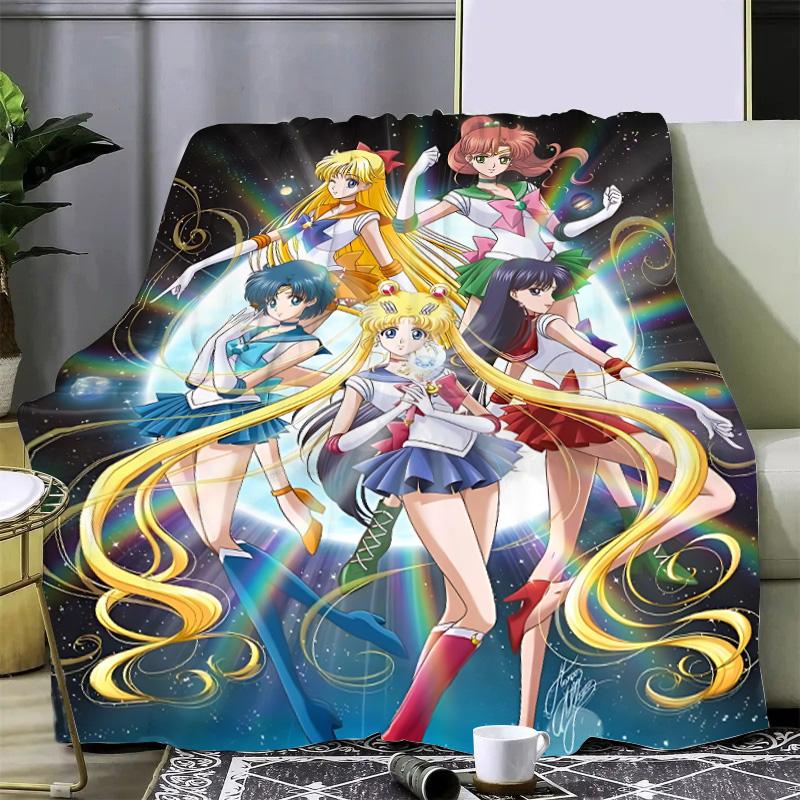 Japan Anime Cute Printed Blanket Picnic Blankets Warm Blanket and Comfortable S-Sailor M-MoonS Blanket Home Travel Birthday Gift