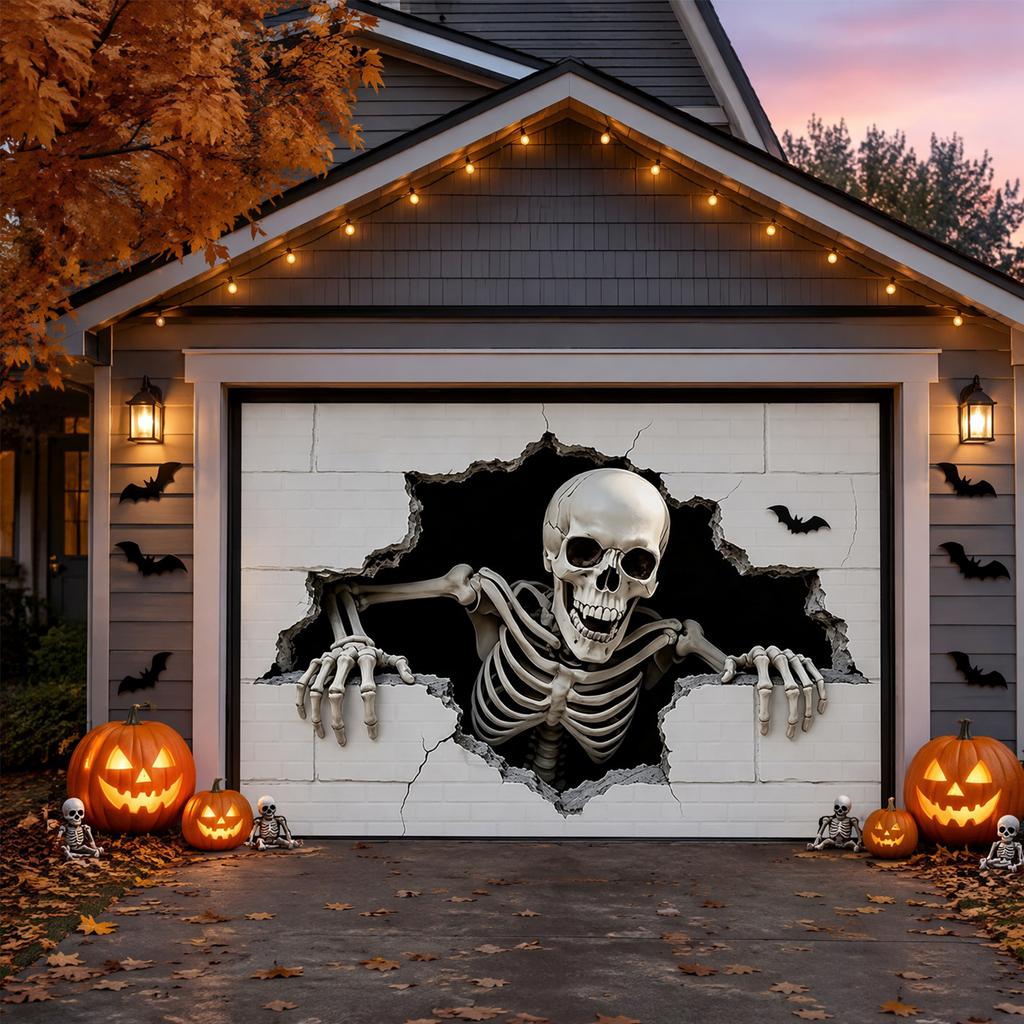 Halloween Garage Door Cover Banner Large Hanging Backdrop Halloween Outdoor Hanging Banner for Outdoor Indoor Wall Decor