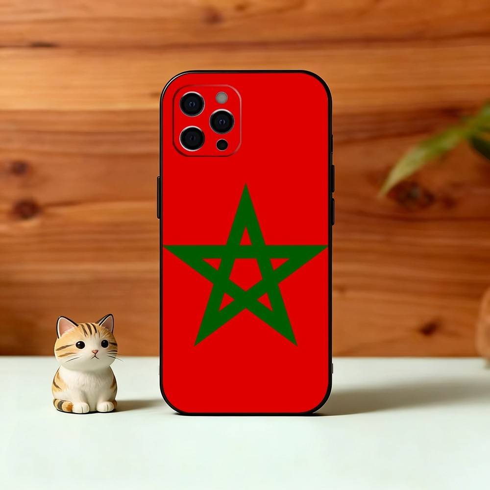 M-Morocco F-Flag Phone Case For iPhone 17,16,15,14,13,12,11 Plus,Pro Max,XS,Soft Silicone Black Cover iPhone12