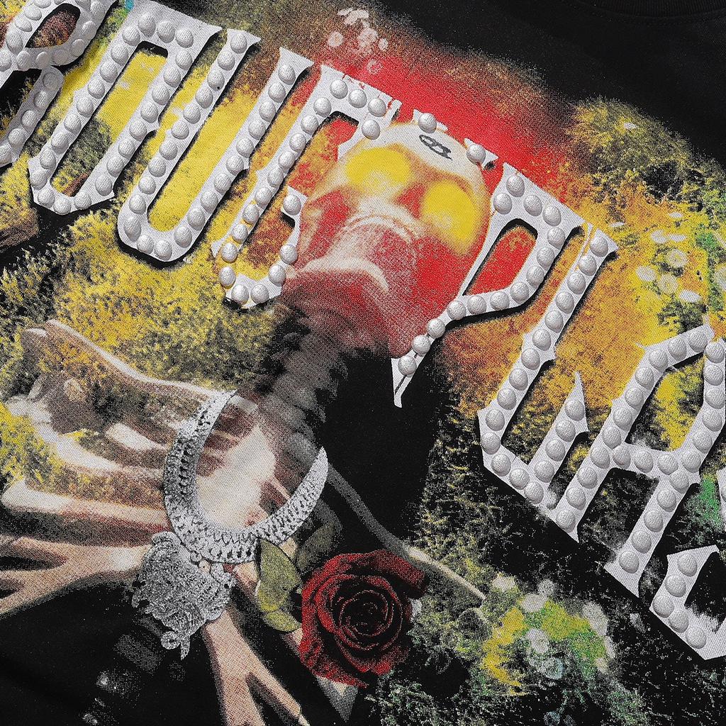 Retro Grunge Kostra a Růže Grafické Dlouhý Rukáv Tričko, Kamínky Streetwear pro Muže/Ženy