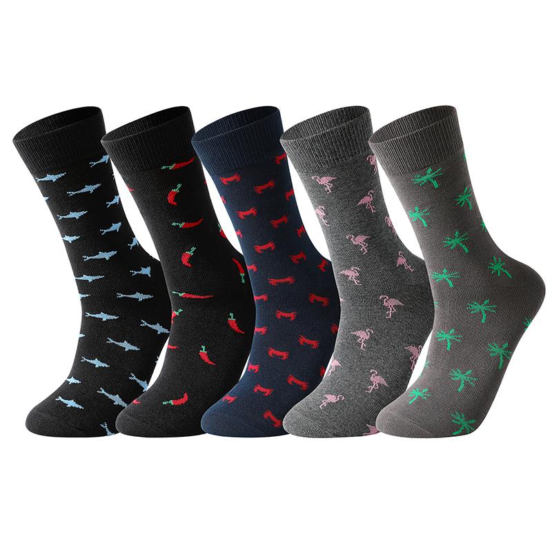 10 Pairs Men's Socks Cotton Business New Fashion Funny Sock With Print Animals Cartoon Middle Sock Male Casual Dresses Clothing