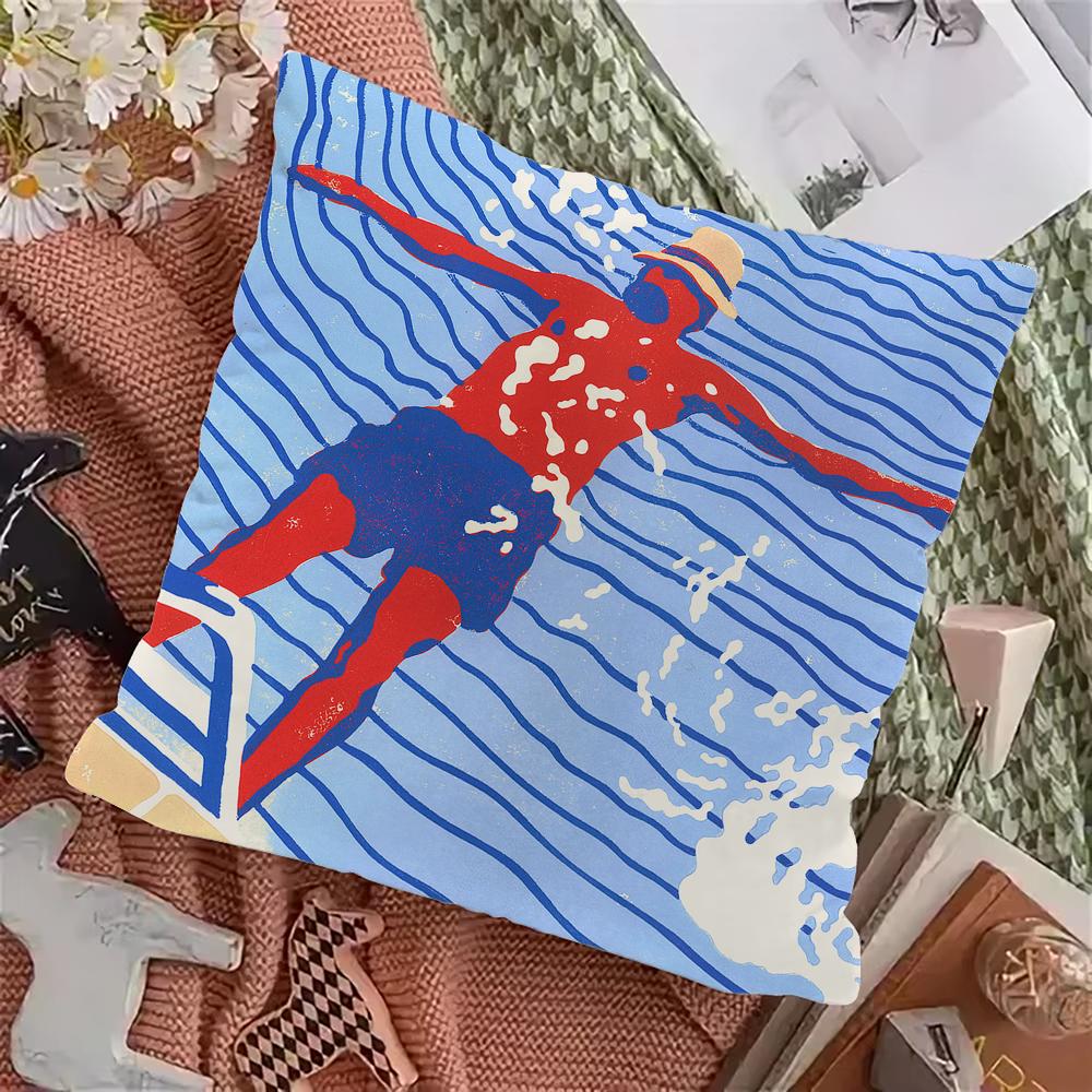 Beach Man Girl Surf Pillow Case Pillowcase Home Sofa Cushions Car Cushions Pillowcover Office Pillowshell Pillow