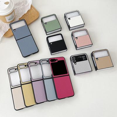 Skórzane etui na telefon komórkowy w jednolitym kolorze dla Samsunga Zflip6 z klapką, składany ekran Findn2Flip, twarda skorupa Xflip