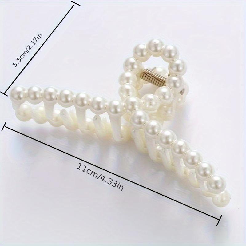 Elegantní spona do vlasů s perlou - 11cm široká spona s umělými perlami, šik minimalistický styl pro ženy, vlasový doplněk | Elegantní spona do vlasů s imitací perel