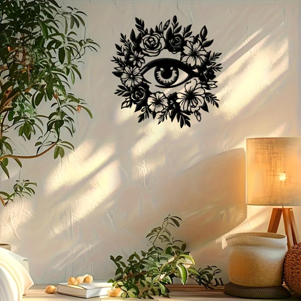 

Metal Wall Art Eye Wreath Floral Leafy Elegant Minimalist Halloween Carnival Birthday Gift Bedroom Bar Decor 12in