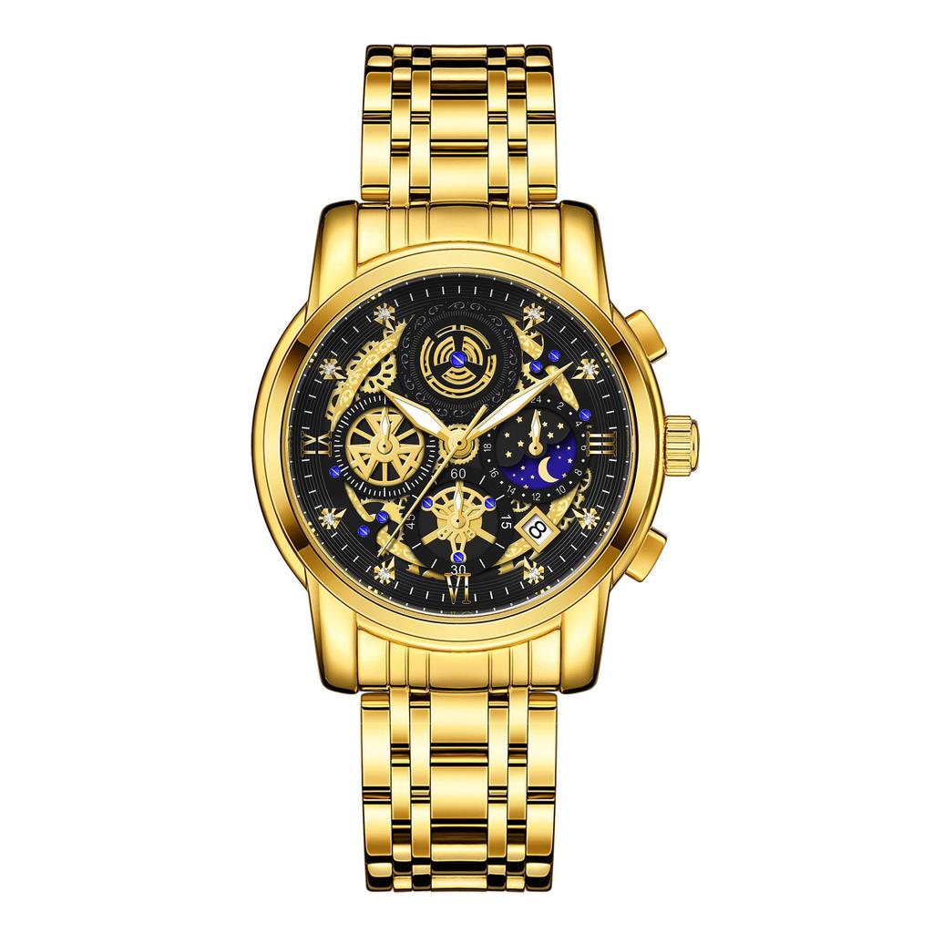 WWOOR Skeleton Watch Trendy Business Men's Watches Waterproof Fashion Quartz Men's Watches