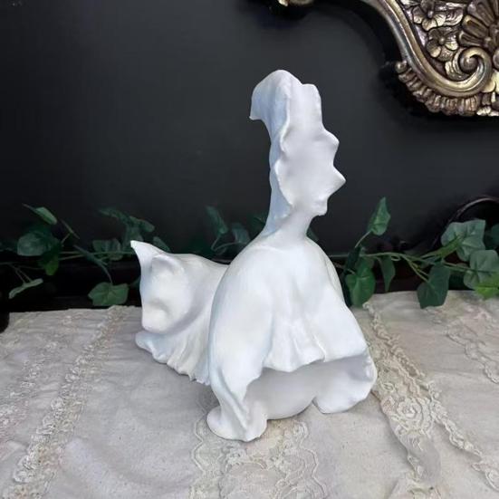 Halloween Ghost Cat Statue Glow-in-the-dark Black White Ghost Cat Resin Figurine Ornament Desktop Decoration Cat Lovers Gift